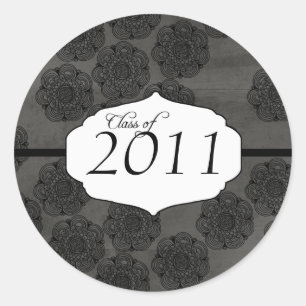 Sticker Rond Classe de graduation motif élégant noir de l'autoc