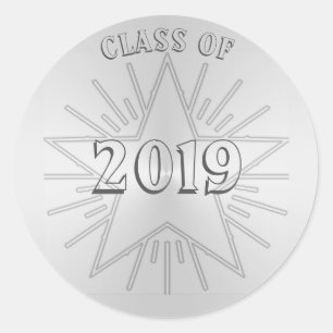 Sticker Rond Classe de l'autocollant argenté de l'étoile 2019