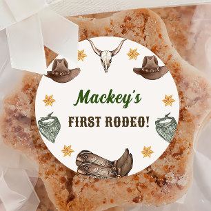 Sticker Rond Classe de Merci d'anniversaire Western Rustique