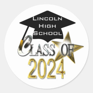 Sticker Rond Classe De Phoques De Graduation Personnalisés 2024