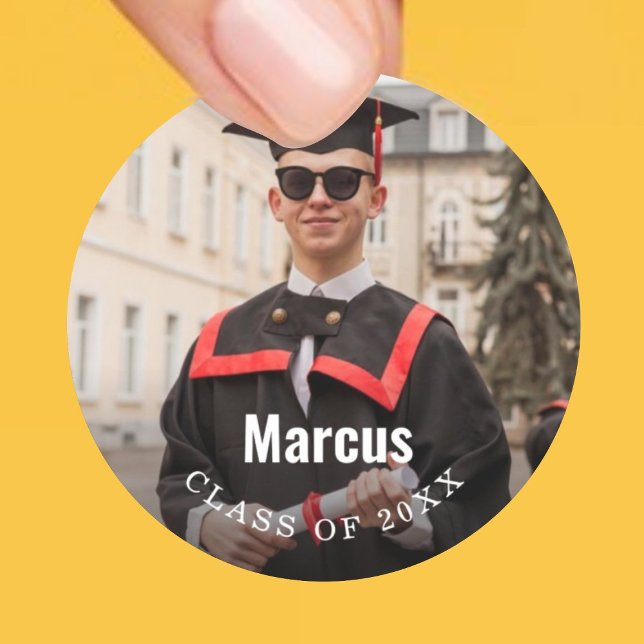 Sticker Rond Classe de photos de fin d'études de 2025 (Créateur téléchargé)