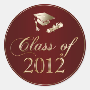 Sticker Rond Classe de sceaux de Casquette et de diplôme 2012