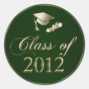 Sticker Rond Classe de sceaux de Casquette et de diplôme 2012