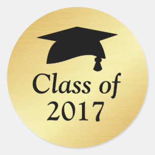 Sticker Rond Classe d'or et de noir de 2018 Faveur de la gradua