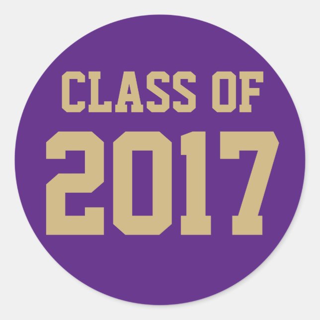 Sticker Rond Classe d'or violet modifiable de 2018 Graduation (Devant)