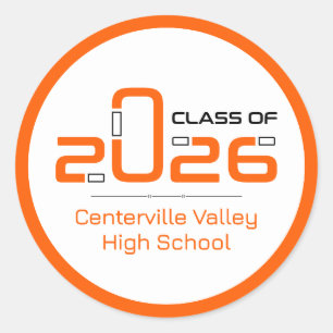 Sticker Rond Classe Futuriste Orange de 2026