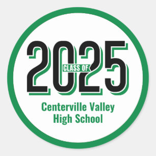 Sticker Rond Classe Green Bold Shadaded Numbers de 2025