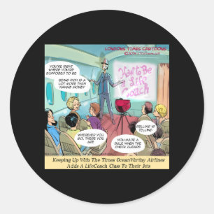 Sticker Rond Classe LifeCoach aérienne drôle