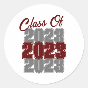Sticker Rond Classe Maroon et Grey
