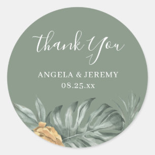 Sticker Rond Classe Merci de feuillage de Monstera Tropical