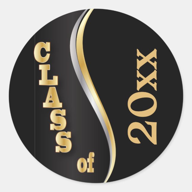 Sticker Rond Classe Noir et Or de 20XX (Devant)