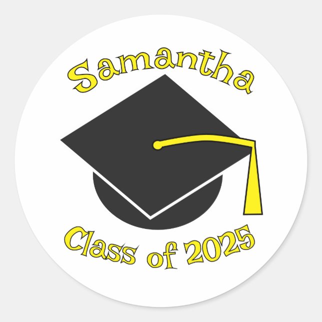 Sticker Rond Classe personnalisée de 2025 Casquette de graduati (Devant)