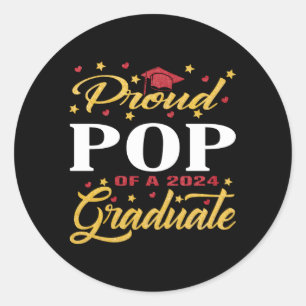 Sticker Rond Classe Pop Fière De 2024 Diplômé Senior 24 Graduat
