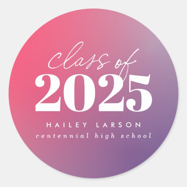 Sticker Rond Classe tendance de 2024 Pink Gradient Graduation (Devant)