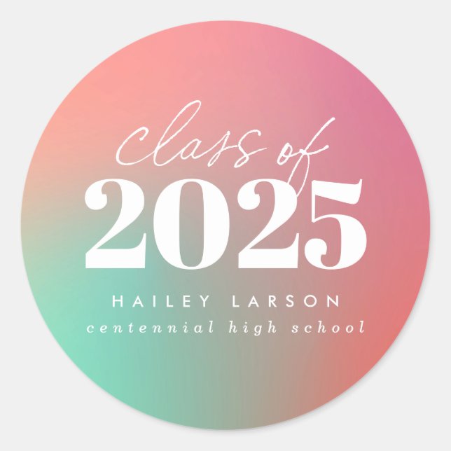 Sticker Rond Classe tendance de 2024 Pink Gradient Graduation (Devant)