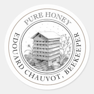 Sticker Rond Classe Vintage de miel local Lid (Bee Hive)