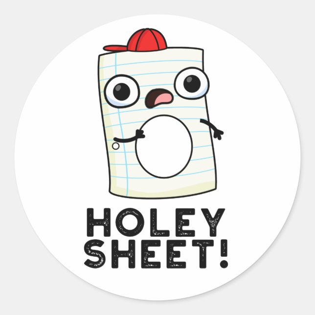 Sticker Rond Classeur de papier drôle de feuille Holey (Devant)