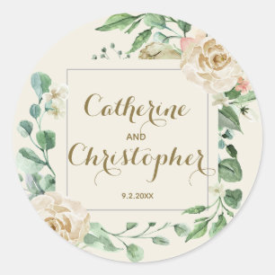 Sticker Rond Classic Automne Boho hiver Mariage Floral