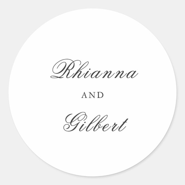 Sticker Rond Classic Black and White Timeless Wedding (Devant)