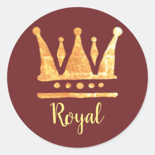 Sticker rond Classic Couronne d'or, brillant
