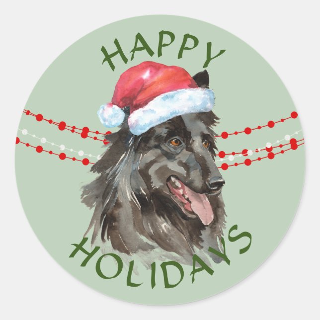 Sticker Rond Classic de Happy Holidays (Devant)