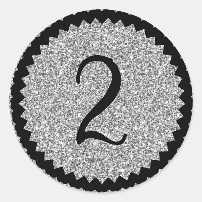 Sticker Rond Classic de Parties scintillant d'argent de la fête (Devant)