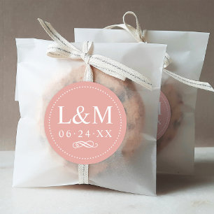 Sticker Rond Classic Elegant Rose Gold Custom Wedding Monogramm