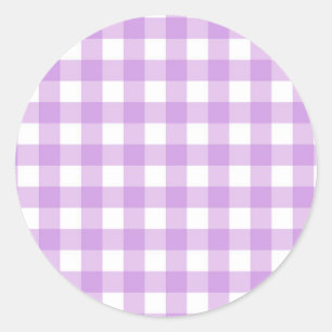 Sticker Rond Classic En vichy Vérifier Plaid Motif Lilac