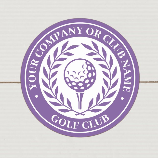 Sticker Rond Classic Golf Nom personnalisé Purple (Créateur téléchargé)