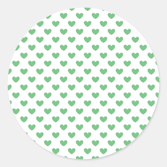 Sticker Rond Classic Hearts Summer Green - White (Devant)