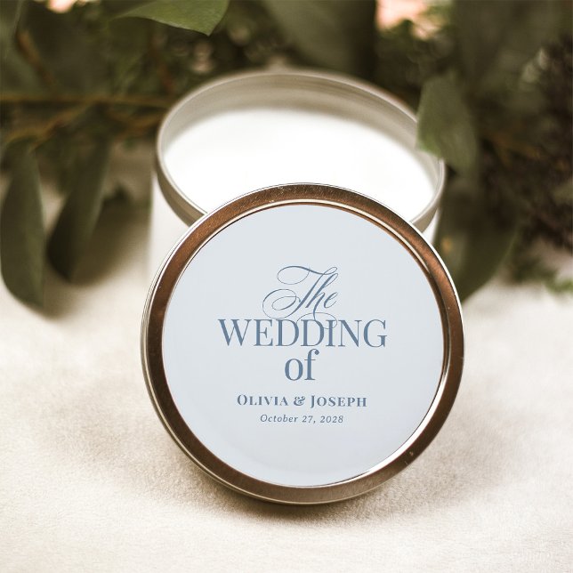 Sticker Rond Classic Luxe | Elegant Light Dusty Blue Wedding (Créateur téléchargé)