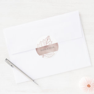 Sticker Rond Classic Matt Rose Gold Feuille Mariage