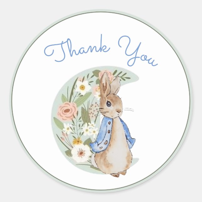 Sticker Rond Classic Peter le lapin Beatrix Potter Anniversaire (Devant)