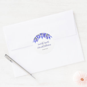 Sticker Rond Classic Royal Blue Iris Floral Mariages Clas