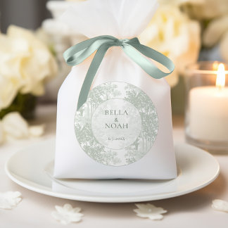 Sticker Rond Classic Sage Green Landscape Toile Wedding