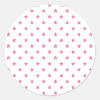 Sticker Rond Classic Stars Fuchsia Pink - White
