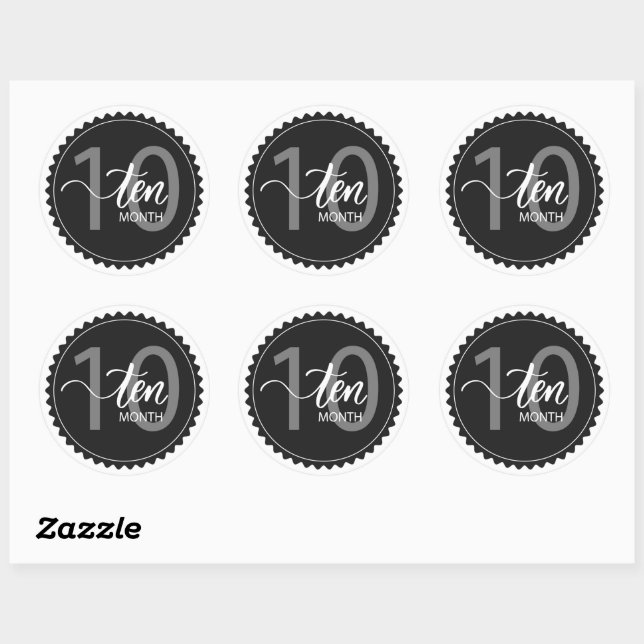 Sticker rond classique 10 mois (Feuille)