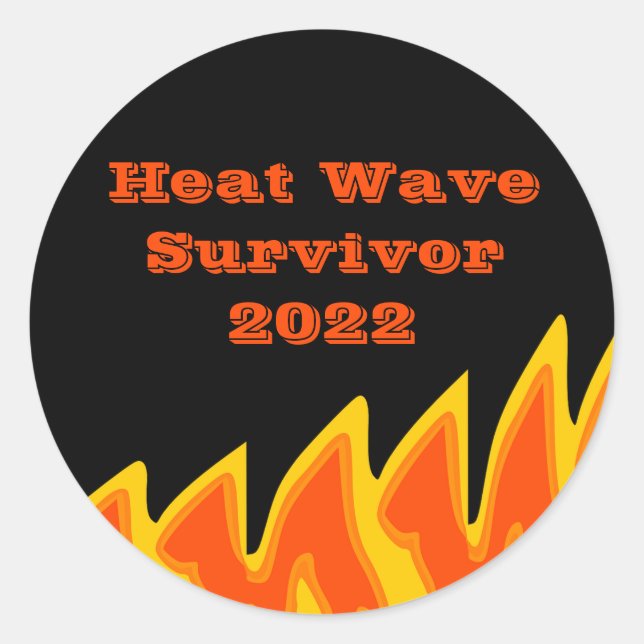 Sticker rond classique 2022 de la vague de chaleur (Devant)