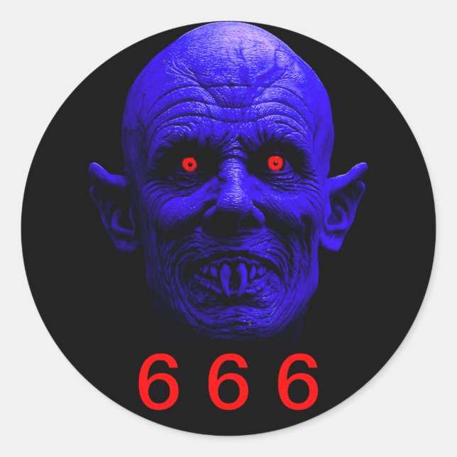 Sticker rond classique, 6 6 6 (Devant)