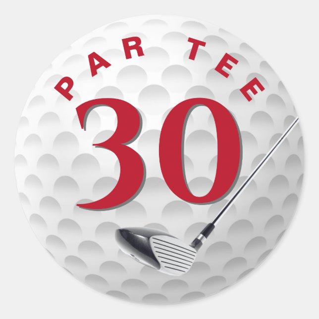 Sticker rond classique à balle de golf 30e anniver (Devant)