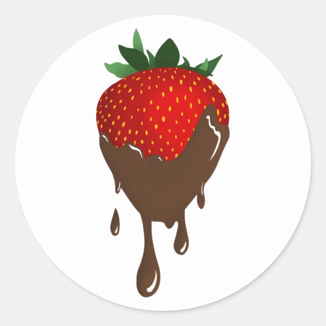 sticker rond classique à la fraise de chocolat (Devant)