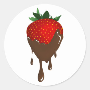 sticker rond classique à la fraise de chocolat