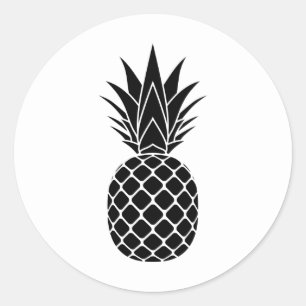 Sticker rond classique ananas noir