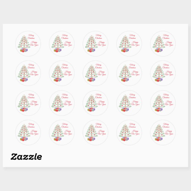 Sticker rond classique Arbre de Noël (Feuille)
