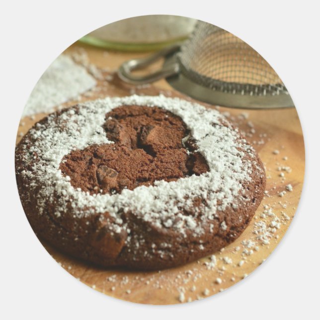 Sticker rond classique au chocolat au biscuit (Devant)