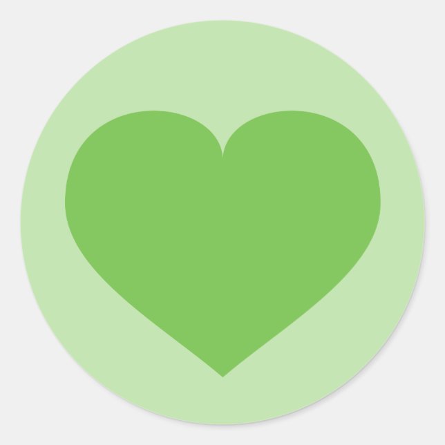 Sticker rond classique au coeur vert (Devant)