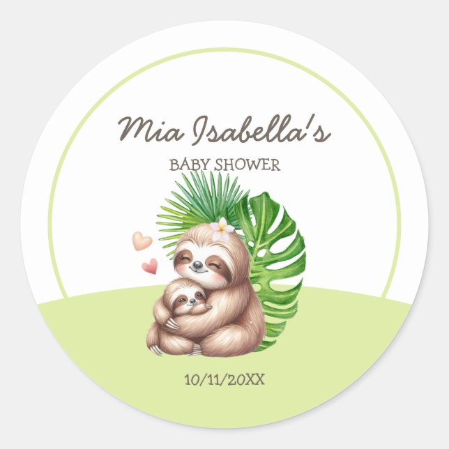 Sticker rond classique Baby shower à fentes maman  (Devant)