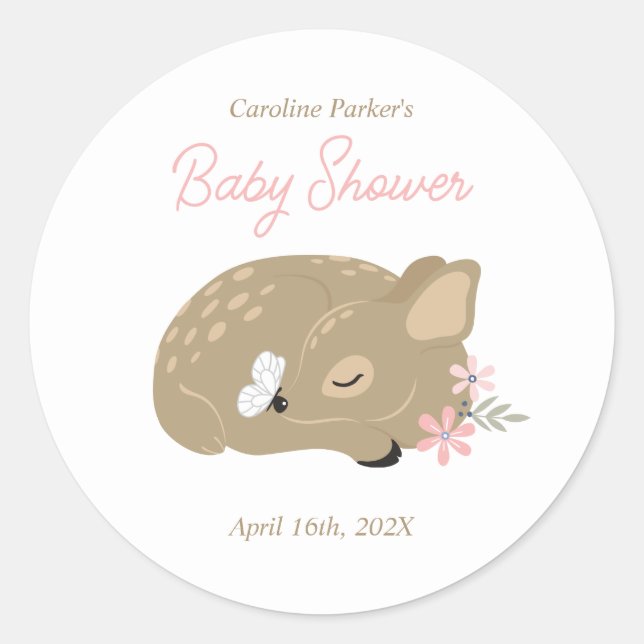 Sticker rond classique Baby shower à la façade (Devant)