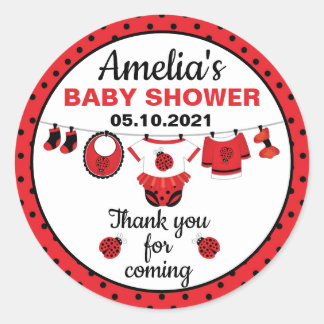 Sticker rond classique Baby shower de la fille Lad