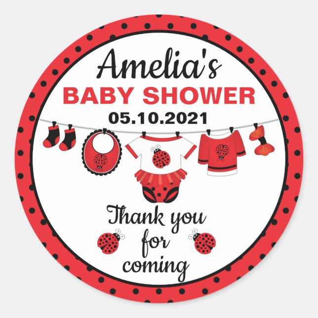 Sticker rond classique Baby shower de la fille Lad (Devant)